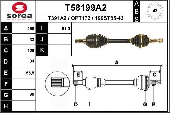 EAI T58199A2 - Приводной вал autospares.lv