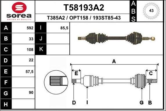 EAI T58193A2 - Приводной вал autospares.lv