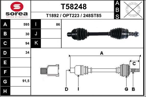 EAI T58248 - Приводной вал autospares.lv