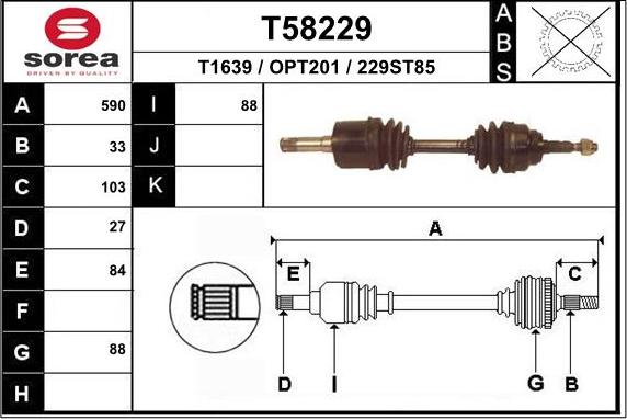 EAI T58229 - Приводной вал autospares.lv