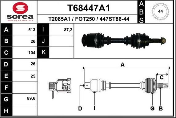 EAI T68447A1 - Приводной вал autospares.lv