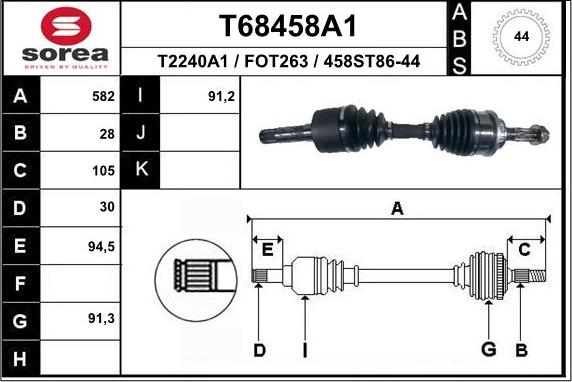 EAI T68458A1 - Приводной вал autospares.lv