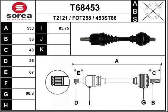 EAI T68453 - Приводной вал autospares.lv