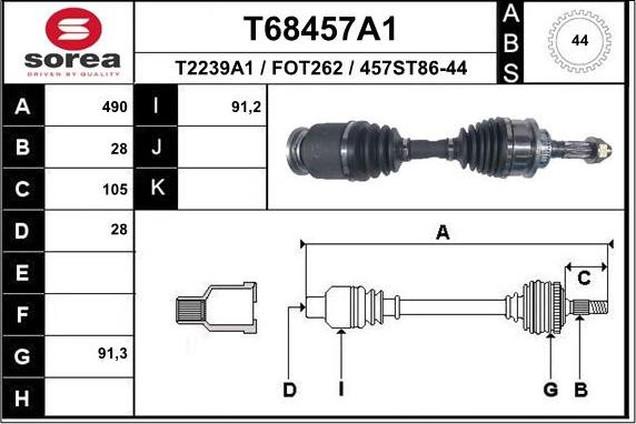 EAI T68457A1 - Приводной вал autospares.lv