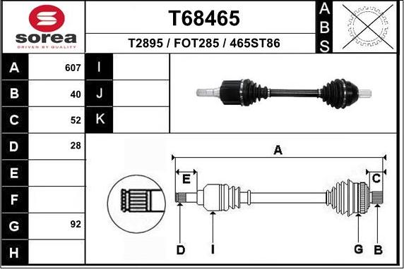 EAI T68465 - Приводной вал autospares.lv