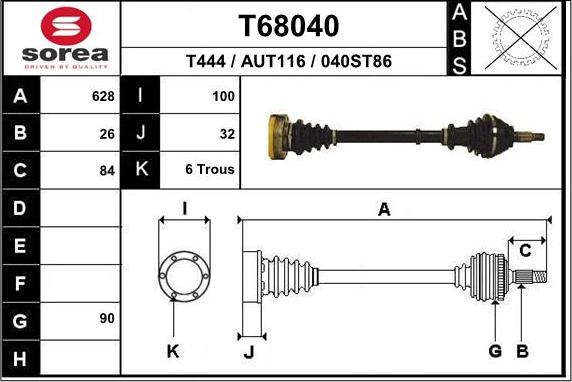 EAI T68040 - Приводной вал autospares.lv