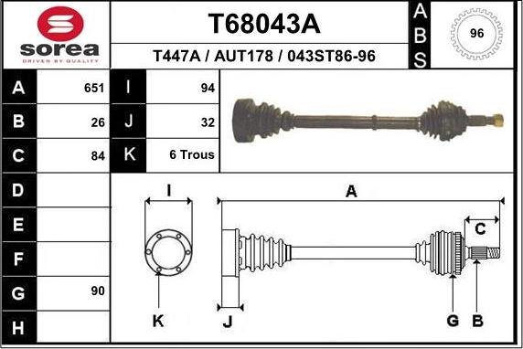 EAI T68043A - Приводной вал autospares.lv