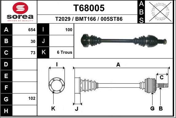 EAI T68005 - Приводной вал autospares.lv