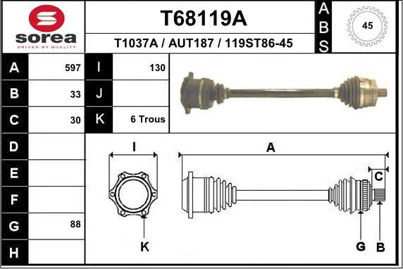 EAI T68119A - Приводной вал autospares.lv