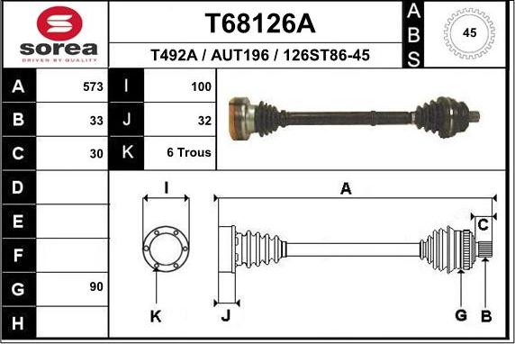 EAI T68126A - Приводной вал autospares.lv