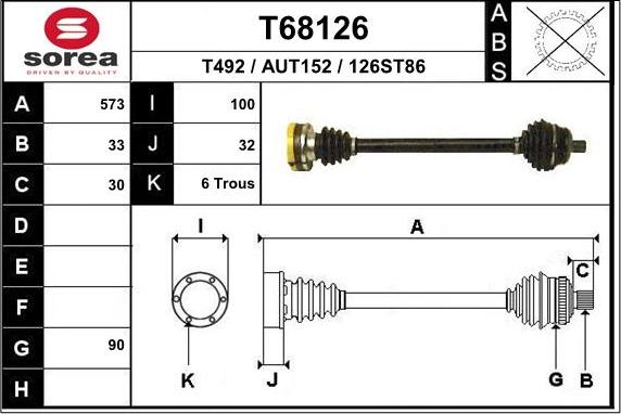 EAI T68126 - Приводной вал autospares.lv