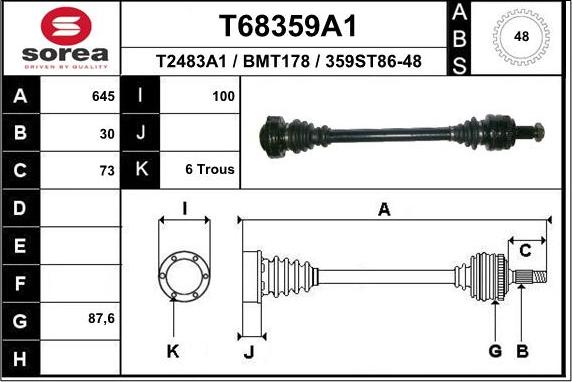 EAI T68359A1 - Приводной вал autospares.lv