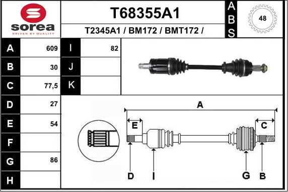 EAI T68355A1 - Приводной вал autospares.lv