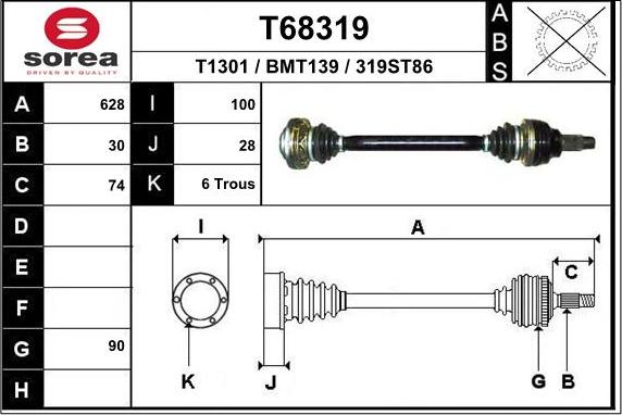 EAI T68319 - Приводной вал autospares.lv