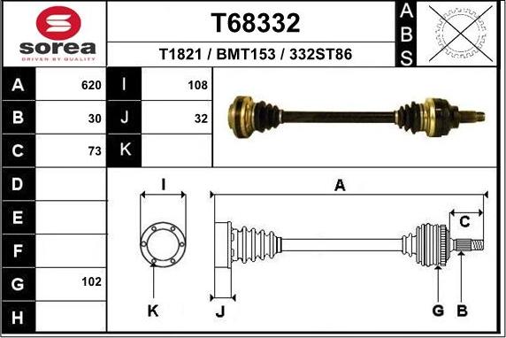 EAI T68332 - Приводной вал autospares.lv