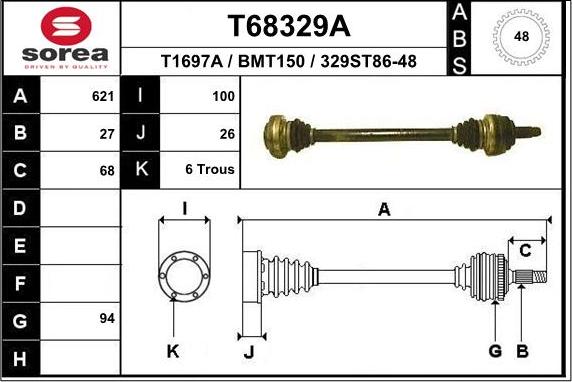 EAI T68329A - Приводной вал autospares.lv