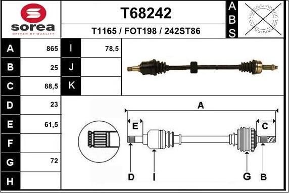 EAI T68242 - Приводной вал autospares.lv