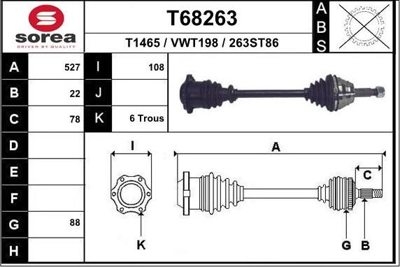 EAI T68263 - Приводной вал autospares.lv