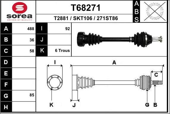 EAI T68271 - Приводной вал autospares.lv