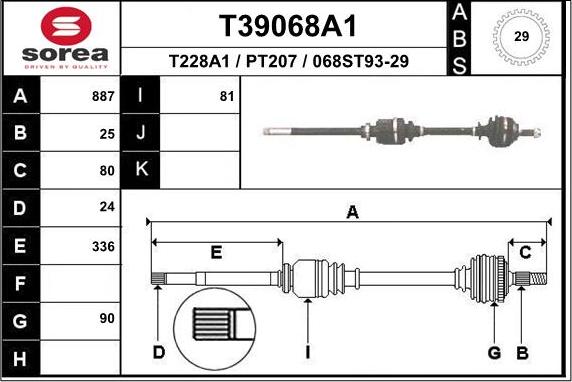 EAI T39068A1 - Приводной вал autospares.lv