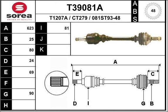 EAI T39081A - Приводной вал autospares.lv