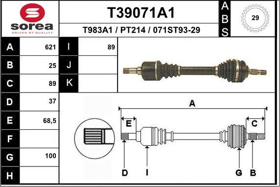 EAI T39071A1 - Приводной вал autospares.lv