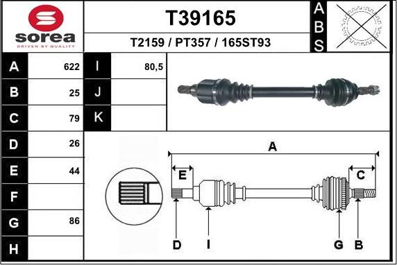 EAI T39165 - Приводной вал autospares.lv