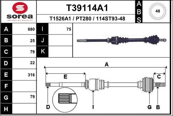 EAI T39114A1 - Приводной вал autospares.lv