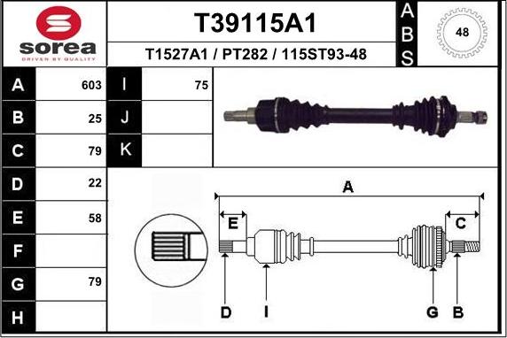 EAI T39115A1 - Приводной вал autospares.lv