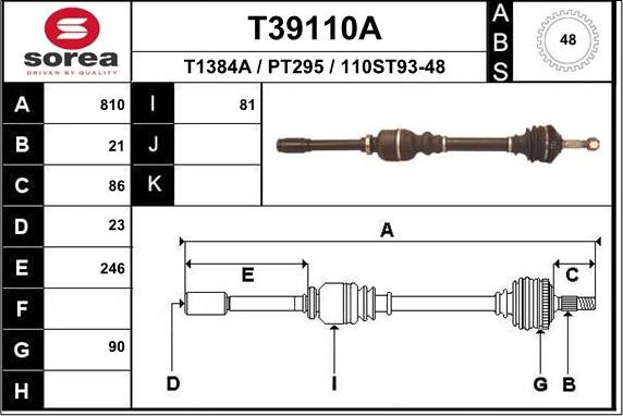 EAI T39110A - Приводной вал autospares.lv