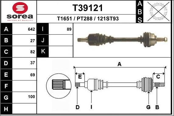 EAI T39121 - Приводной вал autospares.lv