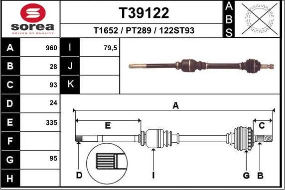 EAI T39122 - Приводной вал autospares.lv