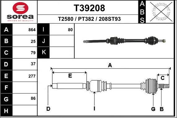 EAI T39208 - Приводной вал autospares.lv