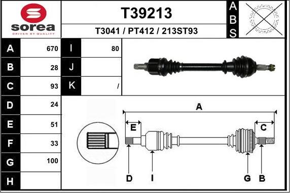 EAI T39213 - Приводной вал autospares.lv