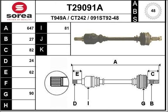 EAI T29091A - Приводной вал autospares.lv