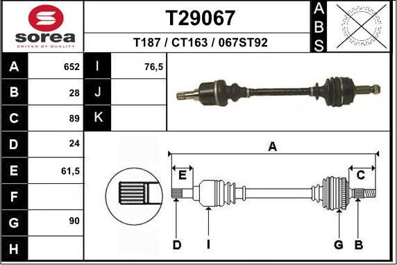 EAI T29067 - Приводной вал autospares.lv