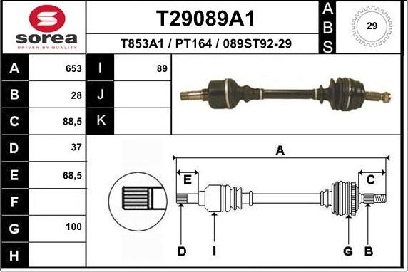 EAI T29089A1 - Приводной вал autospares.lv