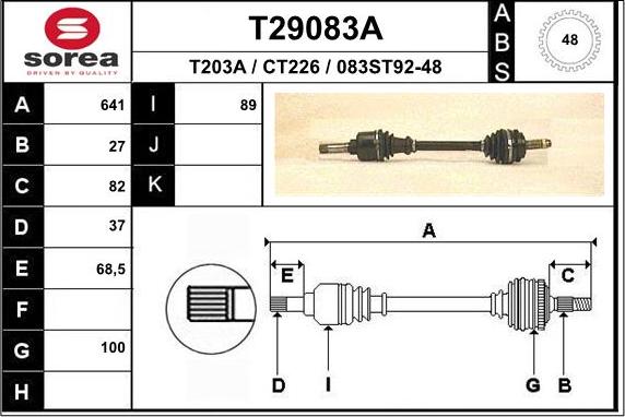 EAI T29083A - Приводной вал autospares.lv