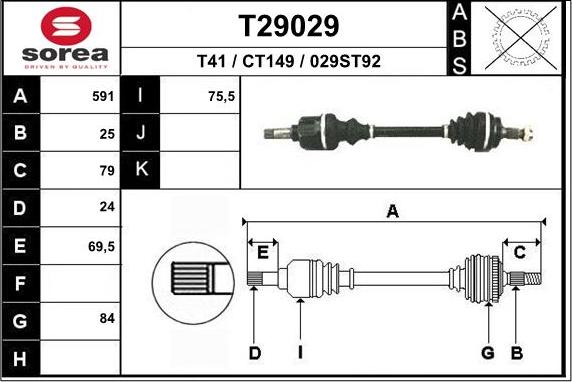 EAI T29029 - Приводной вал autospares.lv