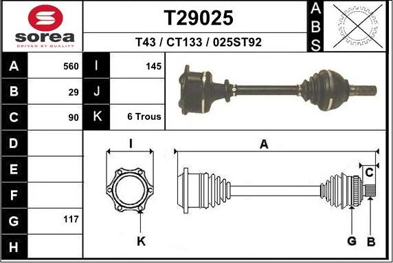 EAI T29025 - Приводной вал autospares.lv