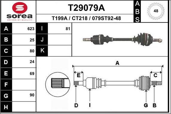 EAI T29079A - Приводной вал autospares.lv