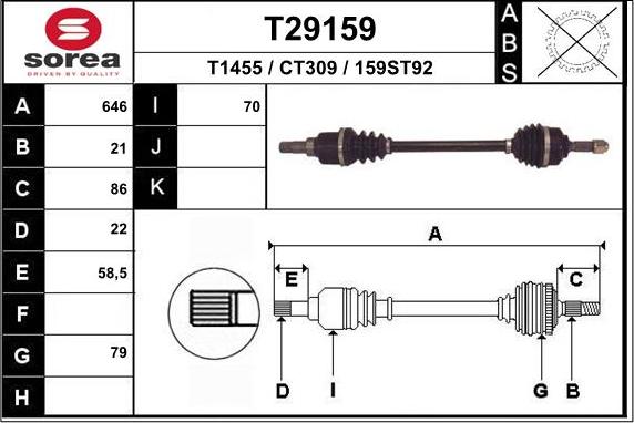 EAI T29159 - Приводной вал autospares.lv