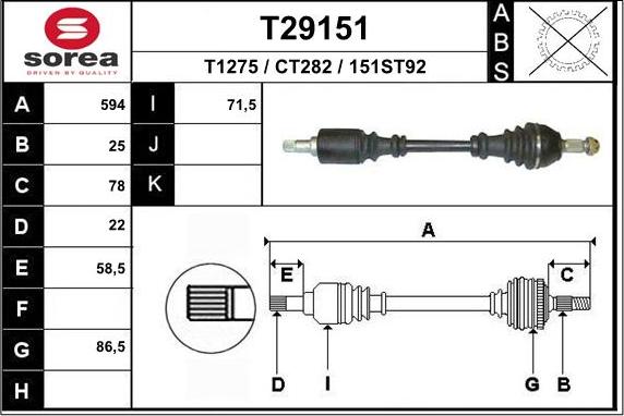 EAI T29151 - Приводной вал autospares.lv