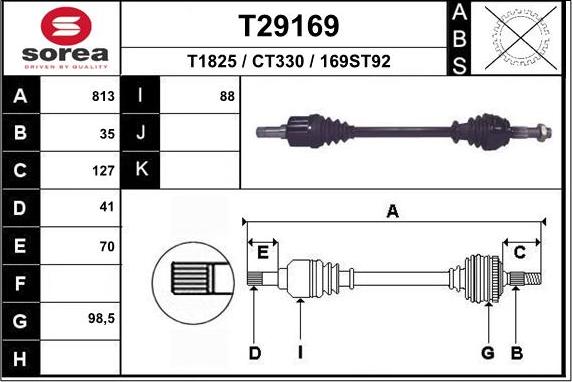 EAI T29169 - Приводной вал autospares.lv