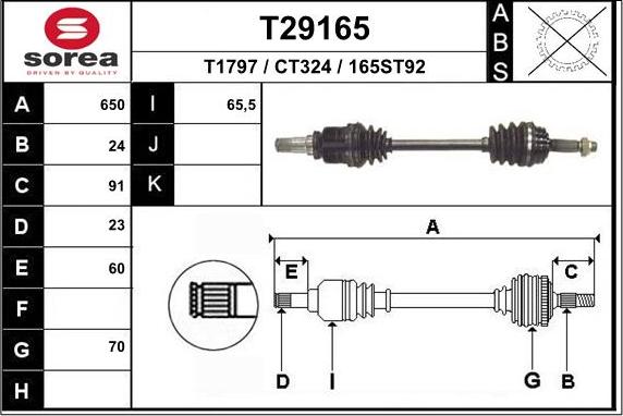 EAI T29165 - Приводной вал autospares.lv