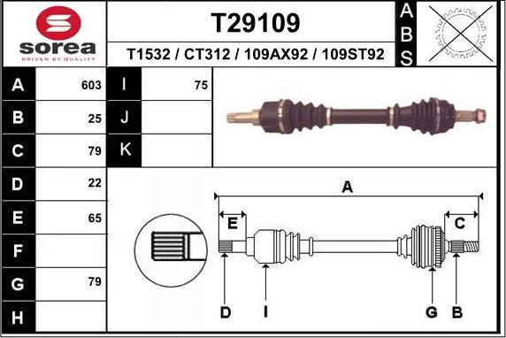 EAI T29109 - Приводной вал autospares.lv