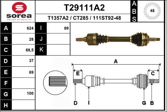 EAI T29111A2 - Приводной вал autospares.lv