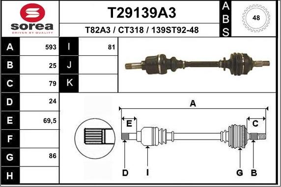 EAI T29139A3 - Приводной вал autospares.lv