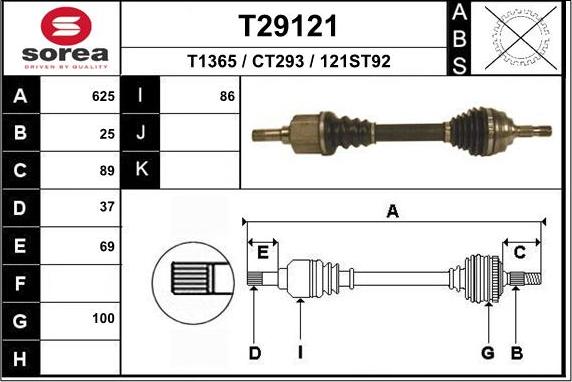 EAI T29121 - Приводной вал autospares.lv