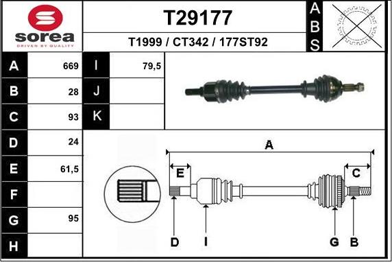 EAI T29177 - Приводной вал autospares.lv